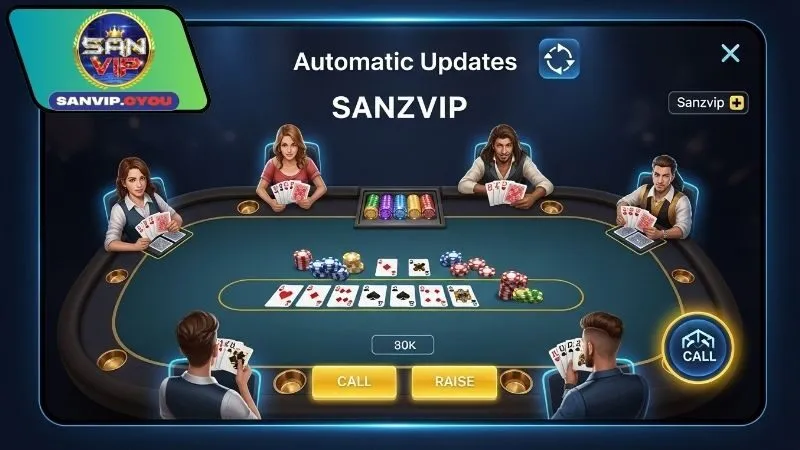 Cách tham gia game bài trực tuyến cập nhật tự động Sanvip